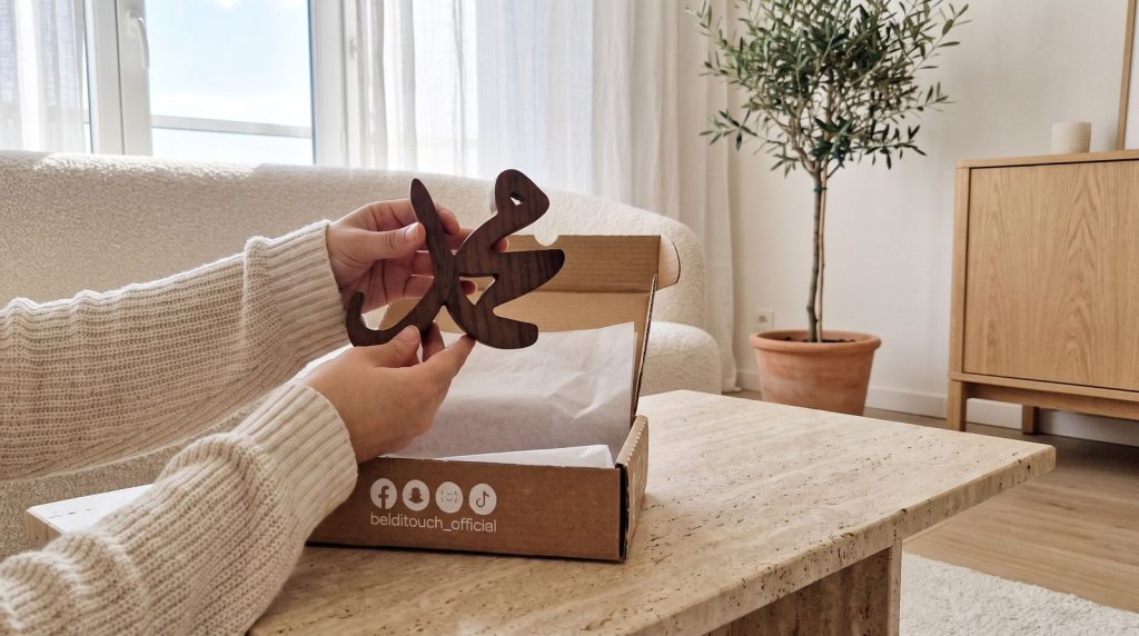 Entpacken des Muhammad-Modells aus Holz aus seiner Box Beldi Touch